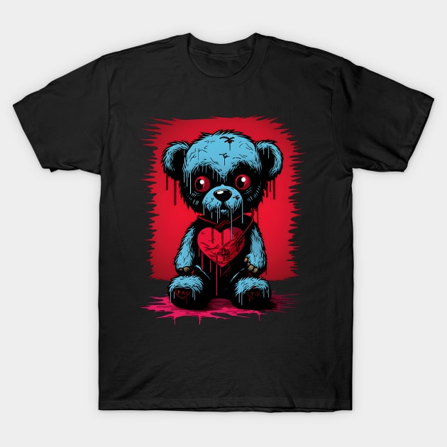 Sad Teddy Bear - Emo Style T-Shirt by Dazed Pig